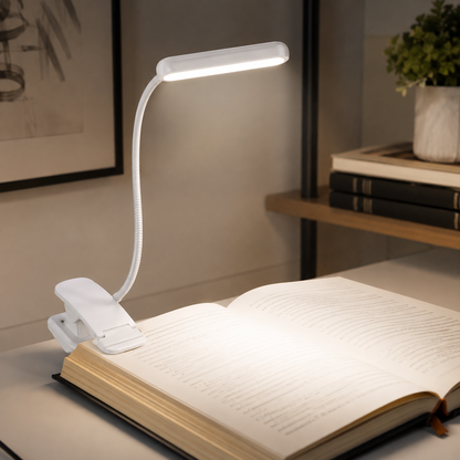 Clip Reading Light USB Rechargeable LED Flexible Neck