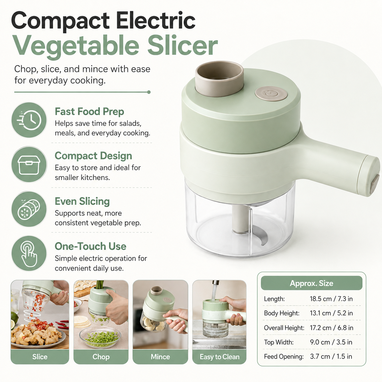 Compact Design Electric Vegetable Slicer Easy Food Prep
