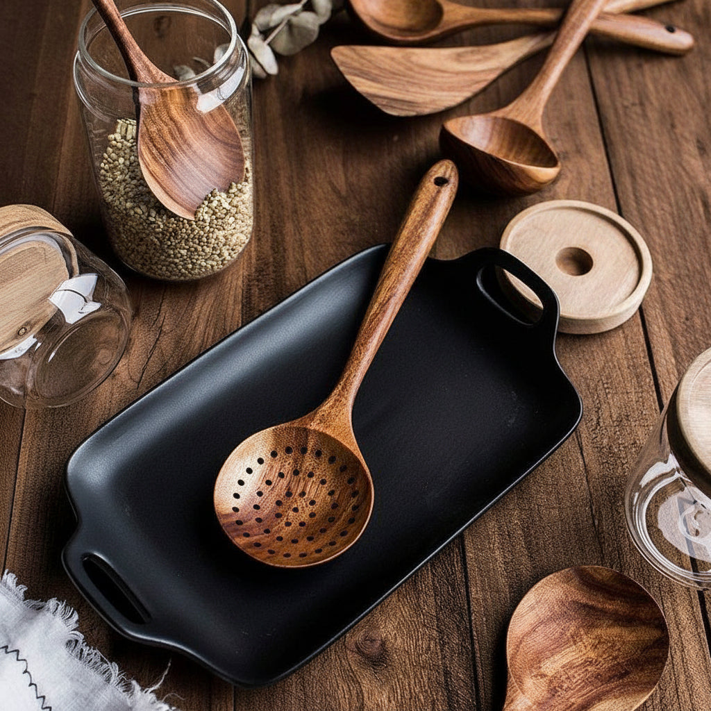 Cooking Utensils Wooden Set Handmade Non