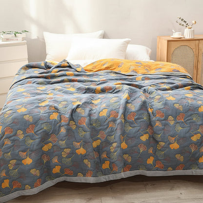 Reversible Throw Blanket Elegant Leaf