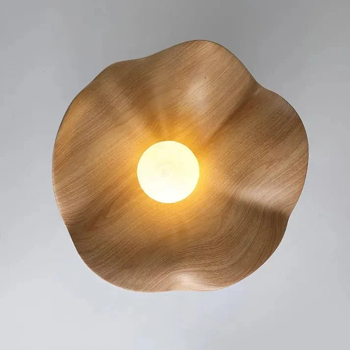 Scandinavian Wooden Lotus Ceiling Light