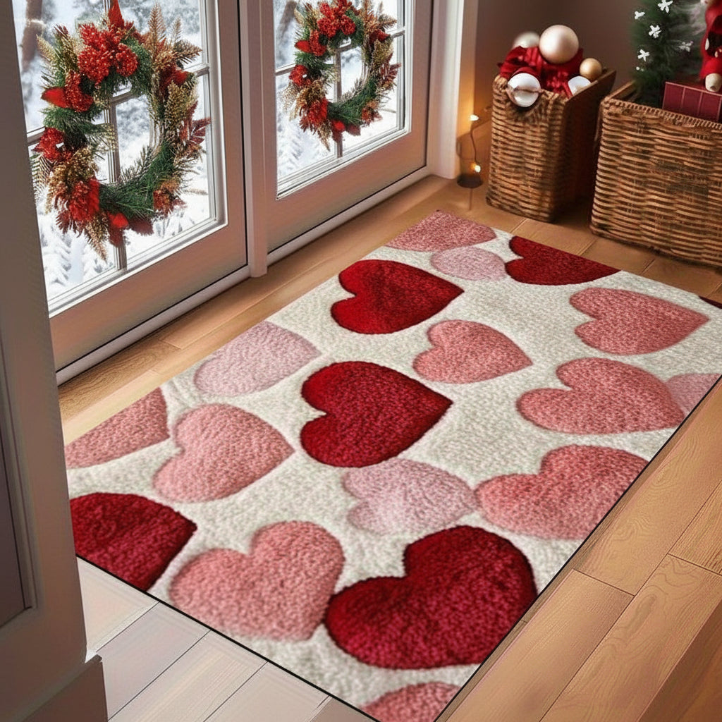 Doormat Heart Pattern Non Slip Polyester