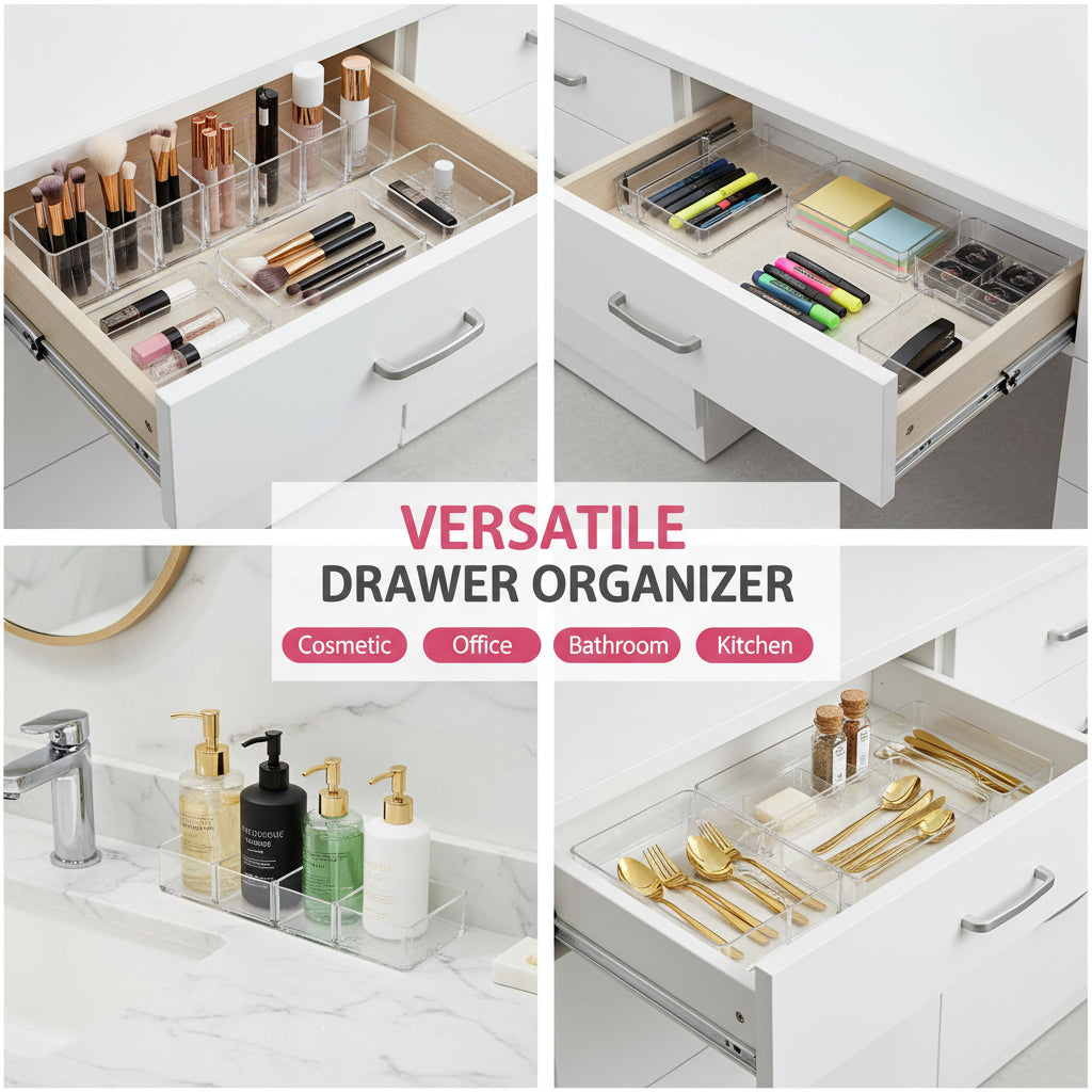 Drawer Organizer Plastic Storage Trays Set