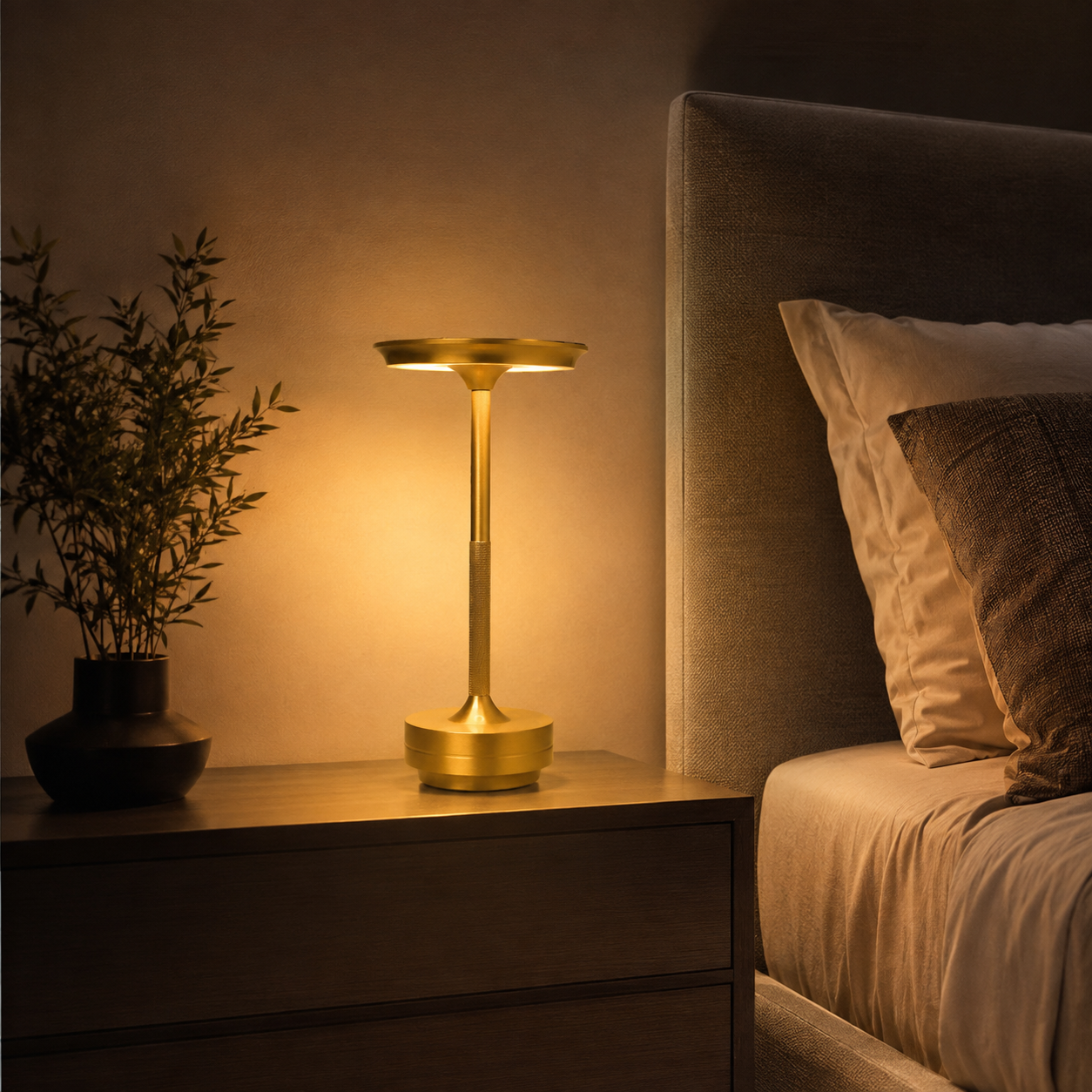 Dimmable Lamp Wireless Metallic Table Lamp