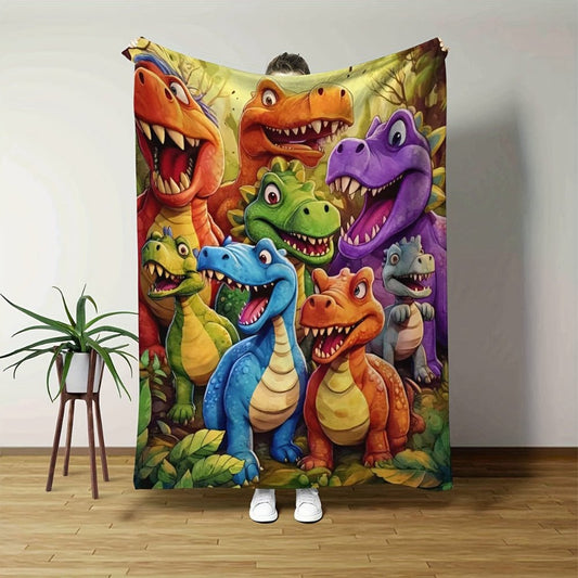Kids Throw Blanket Colorful Dinosaur Cartoon