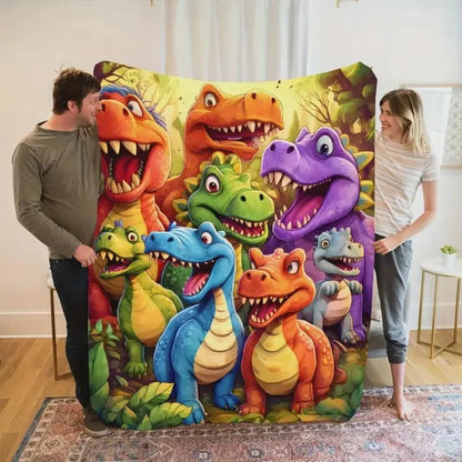 Kids Throw Blanket Colorful Dinosaur Cartoon