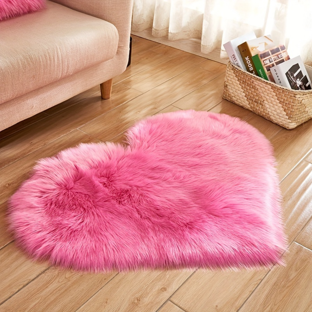 Area Rug Heart Shaped Plush Acrylic Indoor