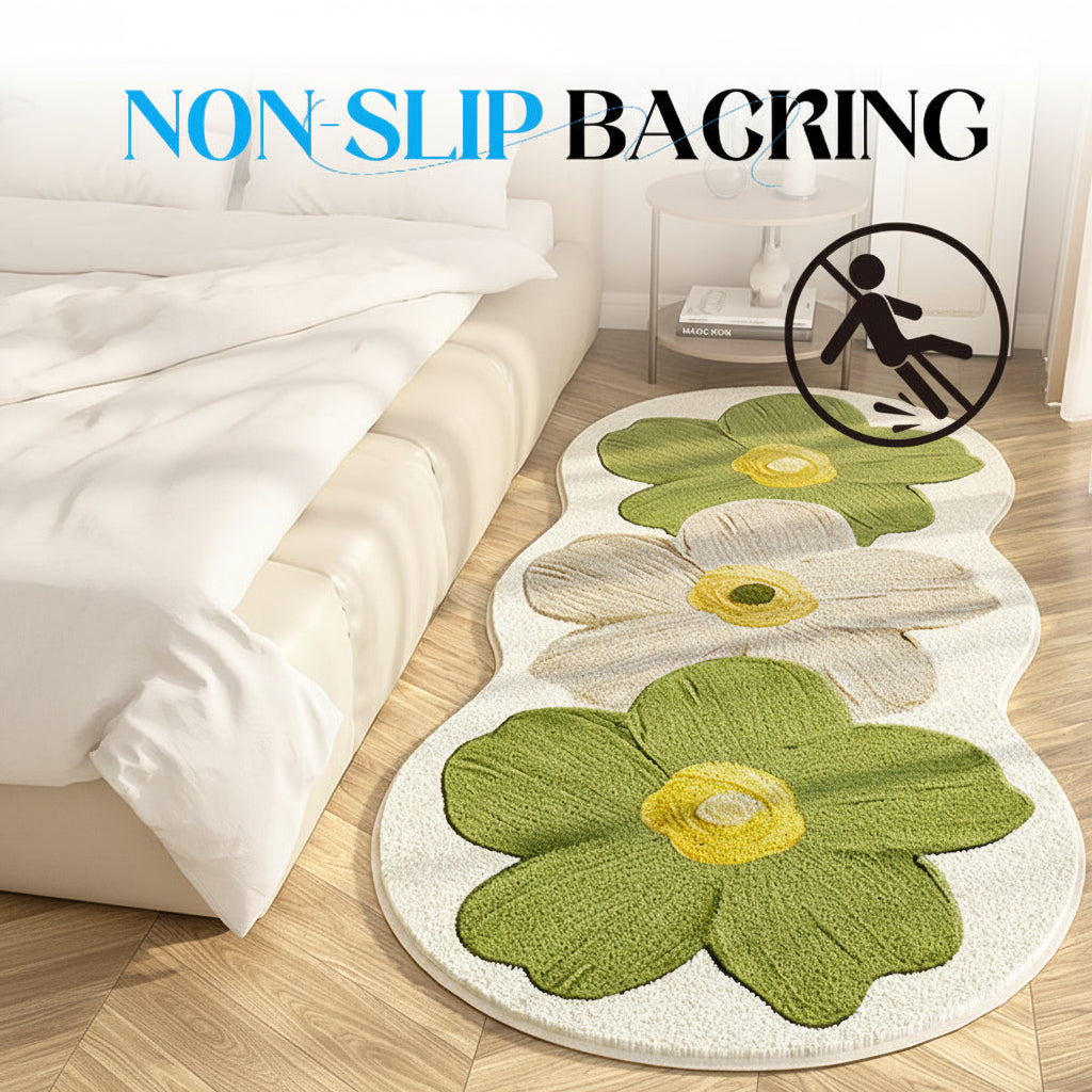 Area Rug Floral Irregular Soft Bedroom Floor