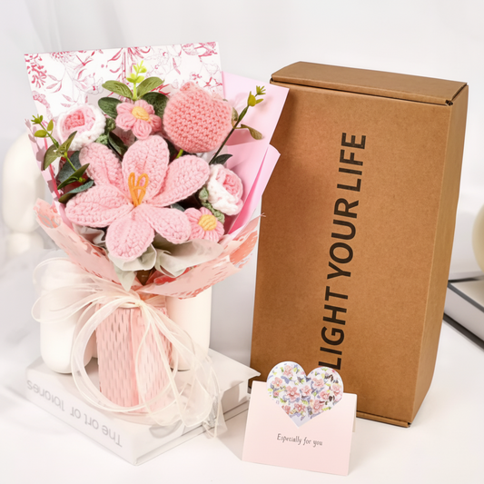 Flower Bouquet Knitted Tulip Home Display