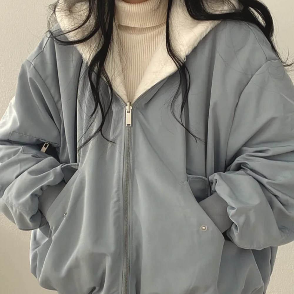 Winter Jacket Women Shearling Lined Zipper