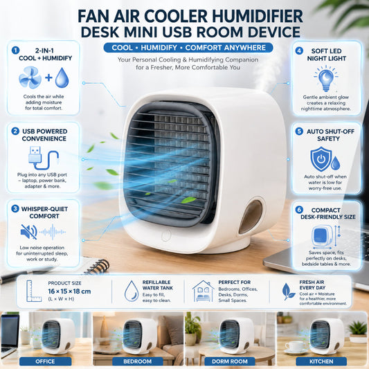 Fan Air Cooler Humidifier Desk Mini USB