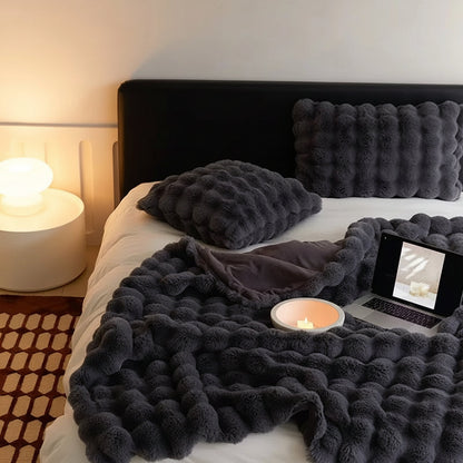 Throw Blanket Faux Fur Plush Soft Cozy
