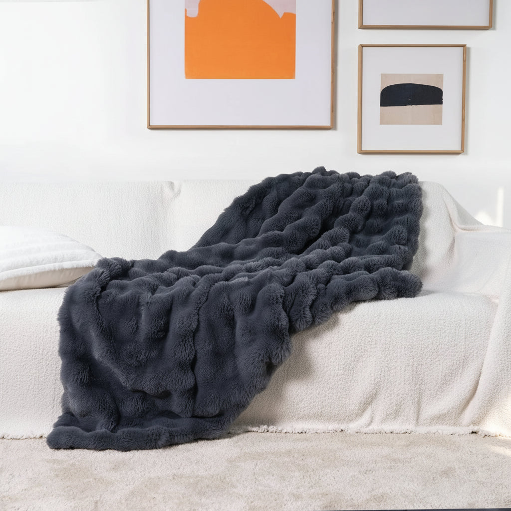 Throw Blanket Faux Fur Plush Soft Cozy