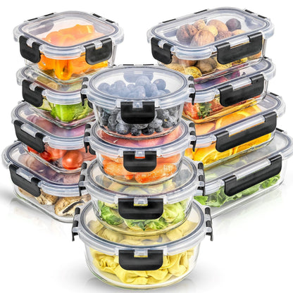 Food Containers Glass Airtight Set Meal Prep