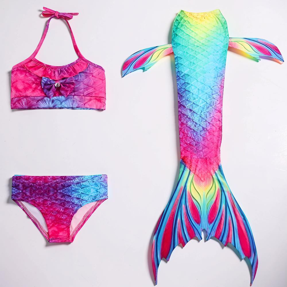 Girls Mermaid Swimsuit Three Piece Swim Tail