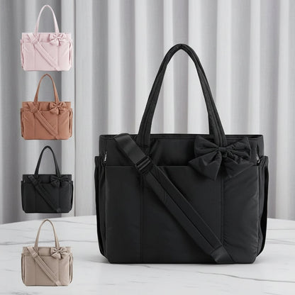 Tote Bag Womens Bow Nylon Shoulder Handbag