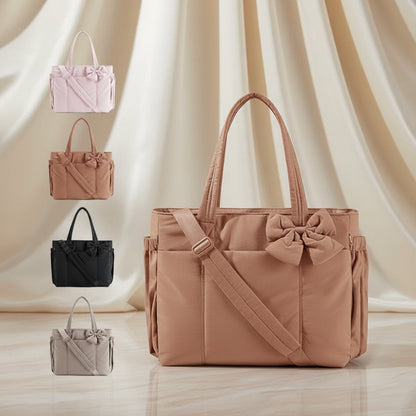 Tote Bag Womens Bow Nylon Shoulder Handbag