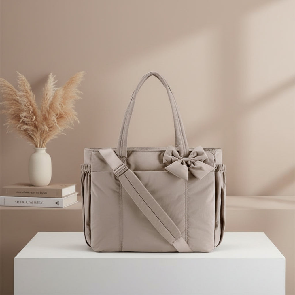 Tote Bag Womens Bow Nylon Shoulder Handbag