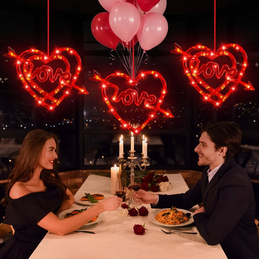 LED Lights Heart Window Suction Cup Battery