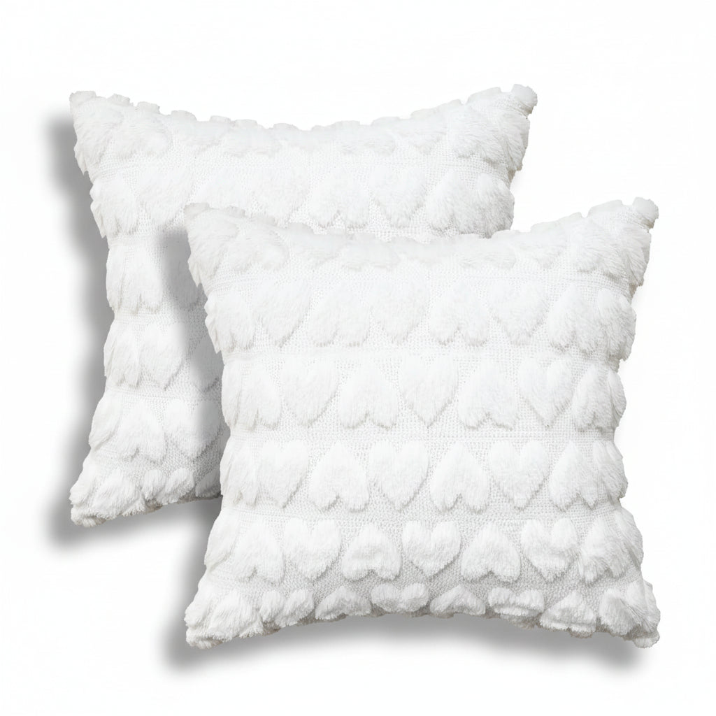 Pillow Covers Heart Pattern Pink Polyester