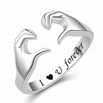 Ring Adjustable Hug Love Band White Gold