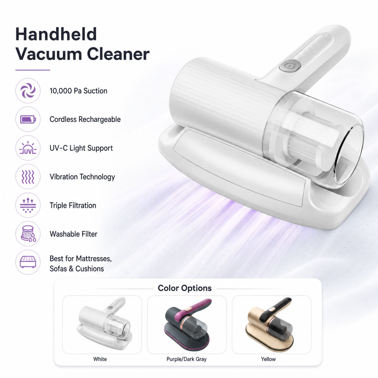 Handheld Vacuum Cleaner Portable High Suction Cordless