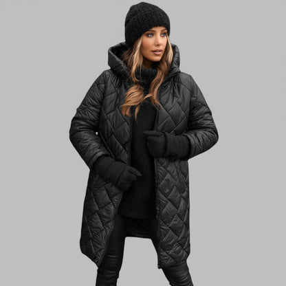Quilted Hooded Jacket Cold Weather Warm