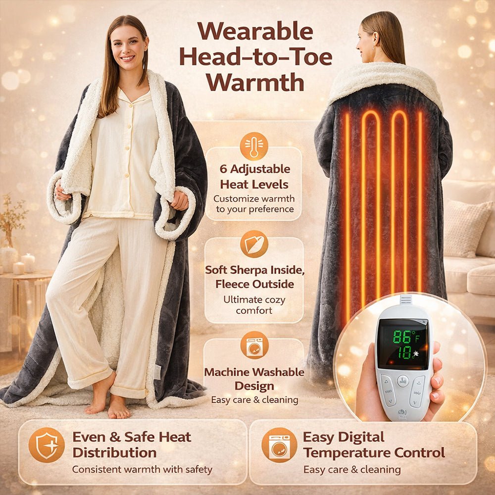 Electric Heated Blanket Wearable Sherpa