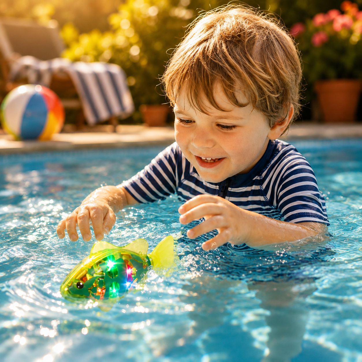 Interactive Kids Bath Toys LED Floating Fish