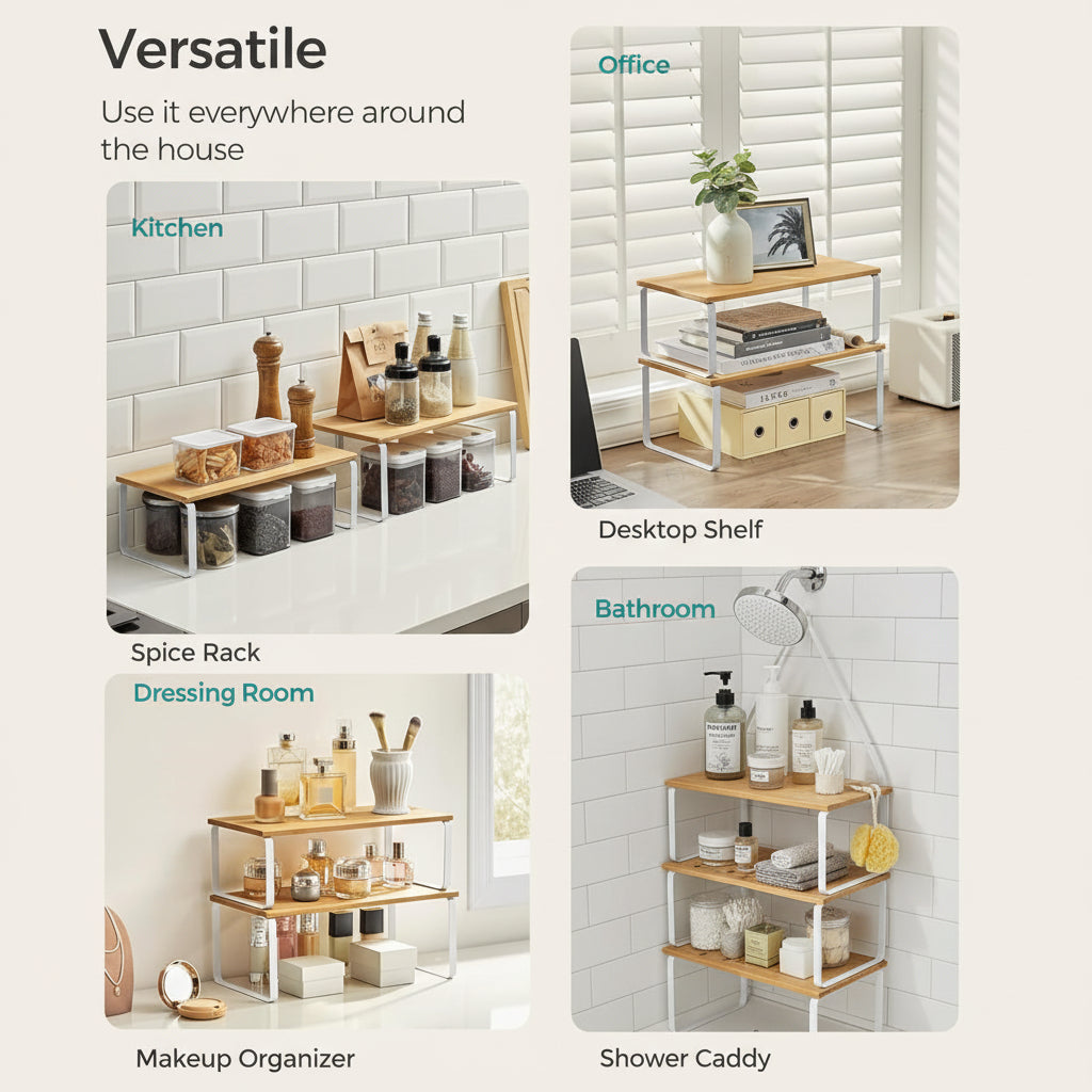 Shelf Organizer Stackable Metal Kitchen