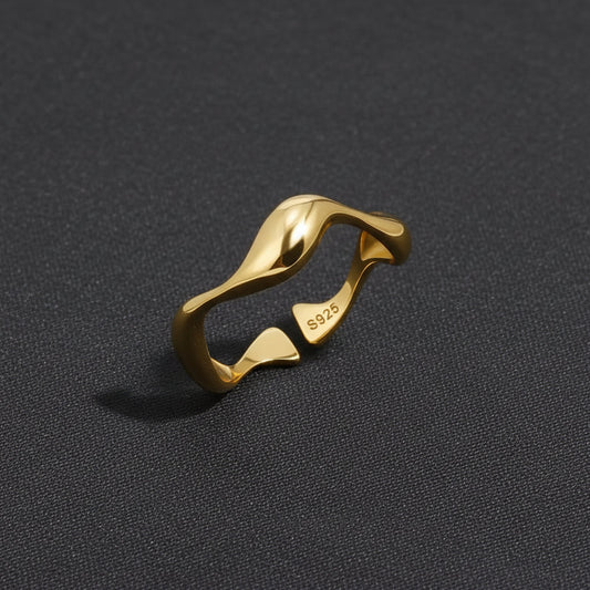 Ring Minimalist Gold Adjustable Ocean