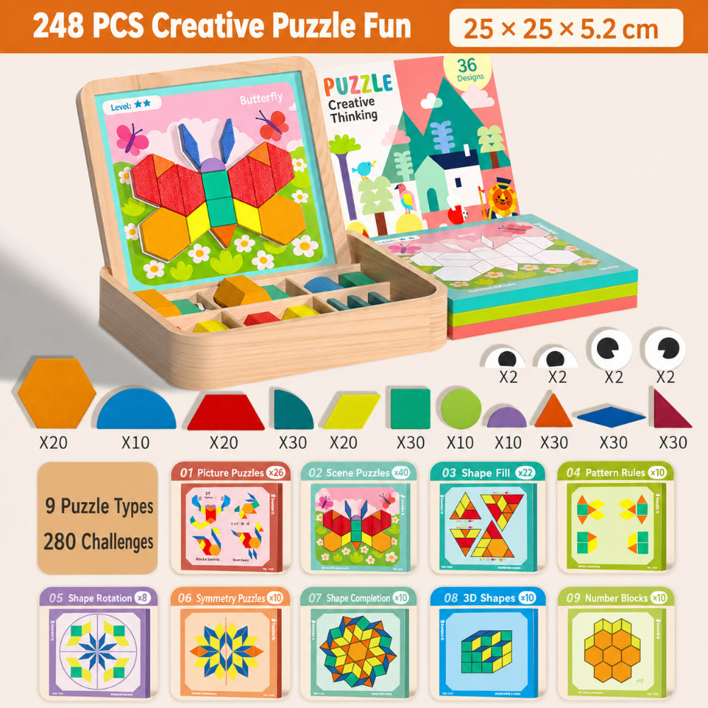 Magnetic Puzzle Wooden Pattern Blocks