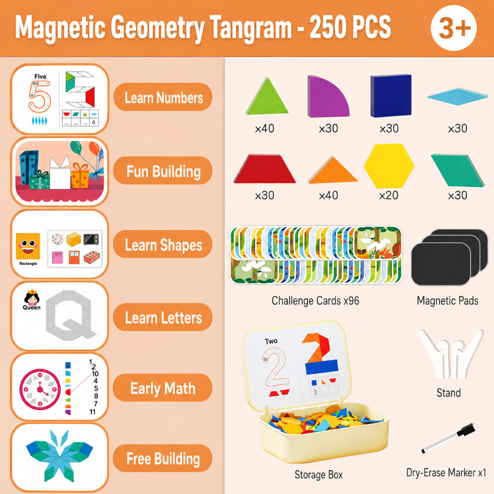 Magnetic Puzzle Wooden Pattern Blocks