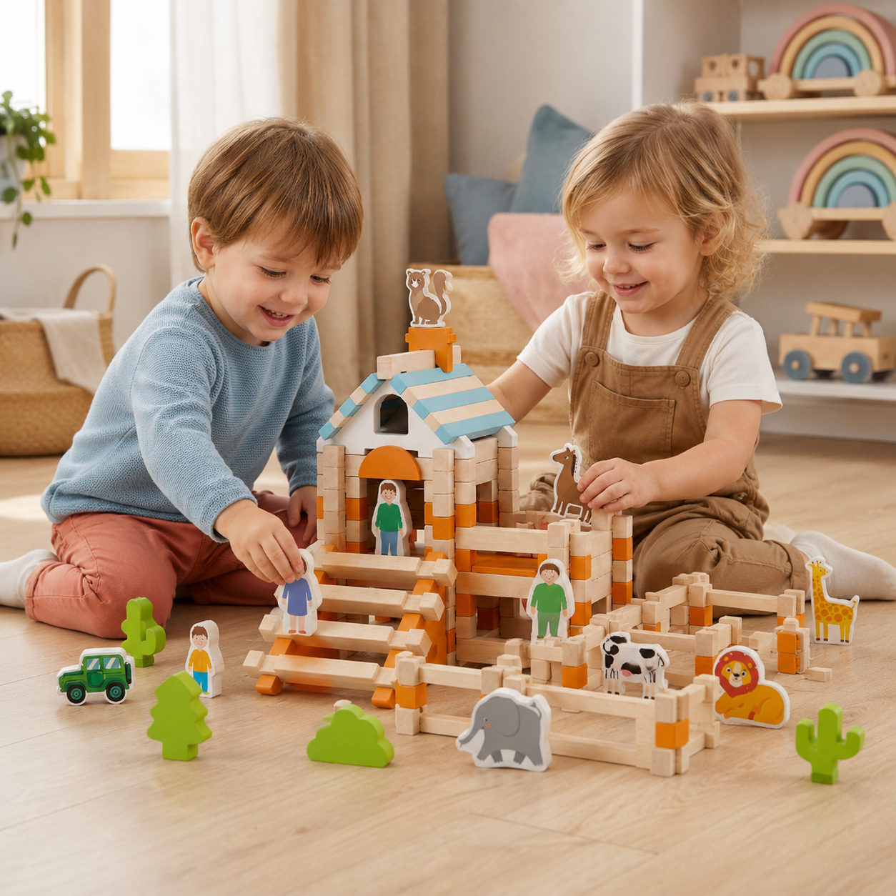 Montessori Building Blocks Wooden Creative Play Toddler