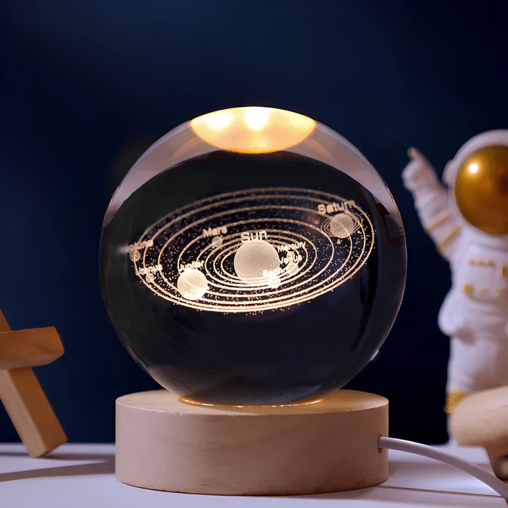 Night Light Crystal Ball 3D Planet Engraved
