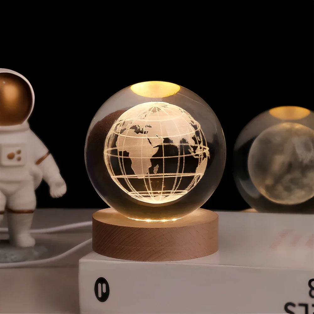 Night Light Crystal Ball 3D Planet Engraved