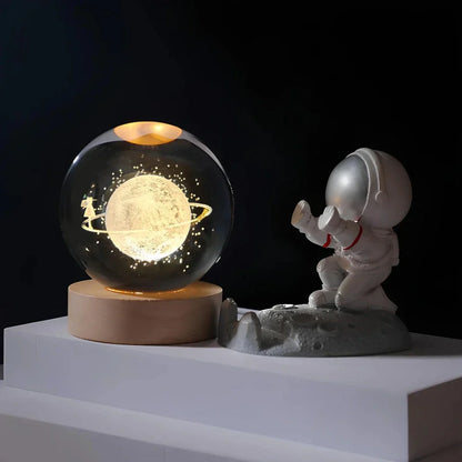 Night Light Crystal Ball 3D Planet Engraved