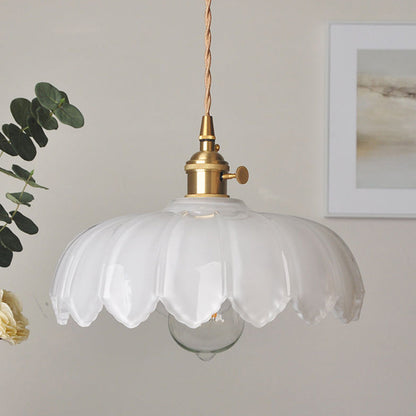Vintage Flower Pendant Lamp Coloured Glass