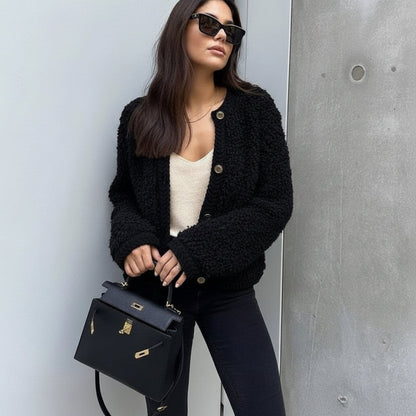 Women Jacket Teddy Overshirt Casual Formal