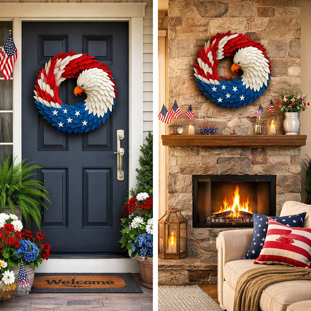 Wall Art Veterans Eagle Wreath Boxwood