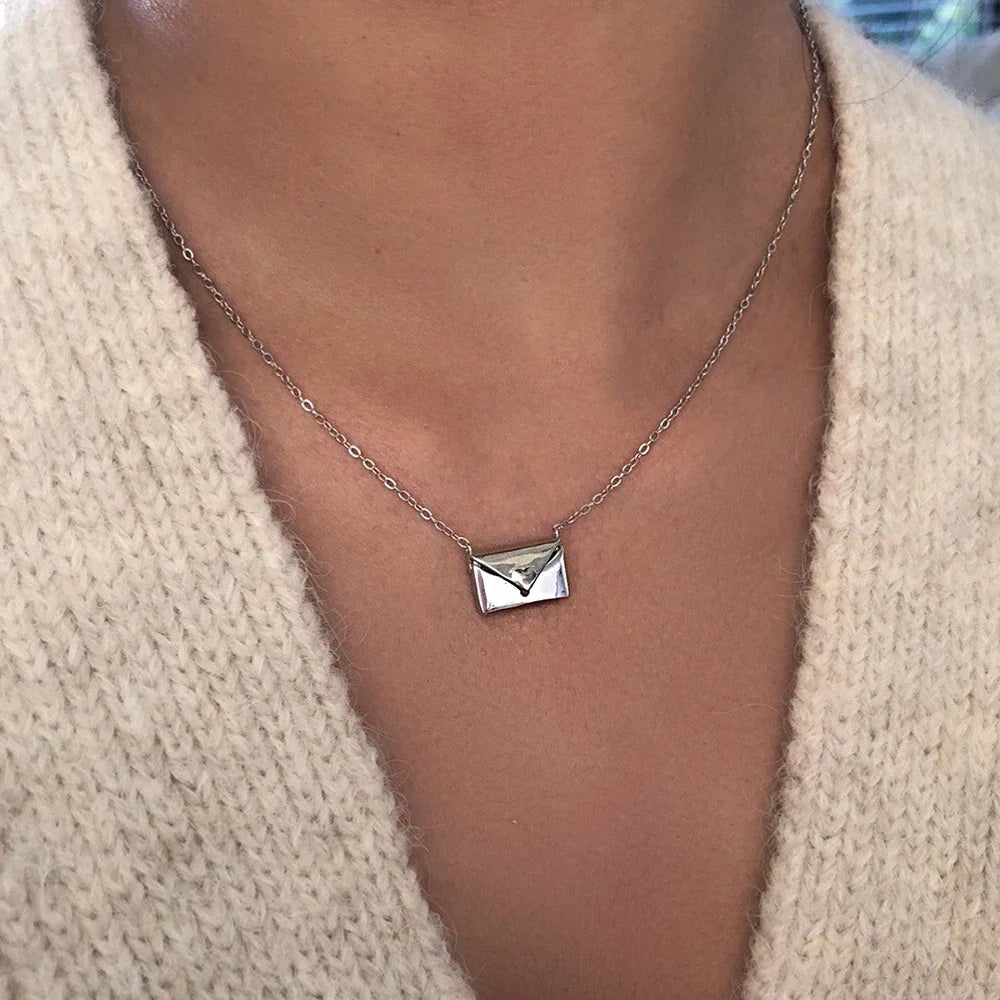 Necklace Pendant Envelope Love Letter Copper