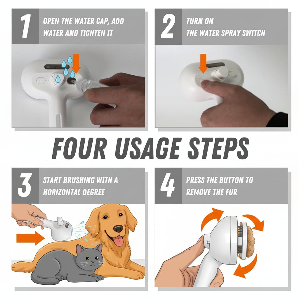 Pet Grooming Brush Self Cleaning Silicone
