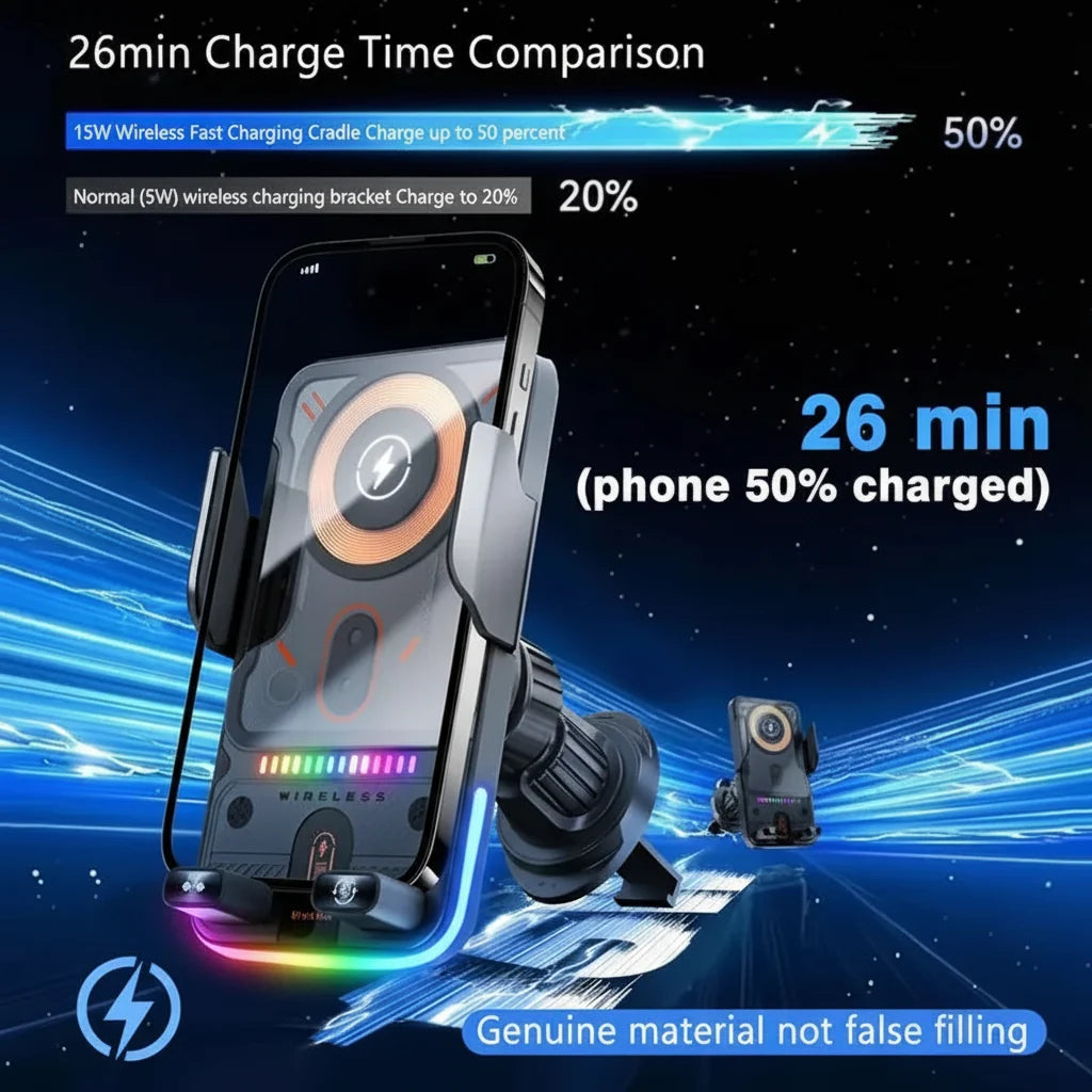 Phone Holder Wireless Charging Car Mount