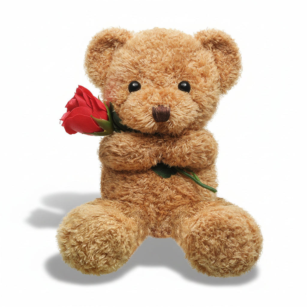 Plush Toy Valentine Bear Soft Rose Holding