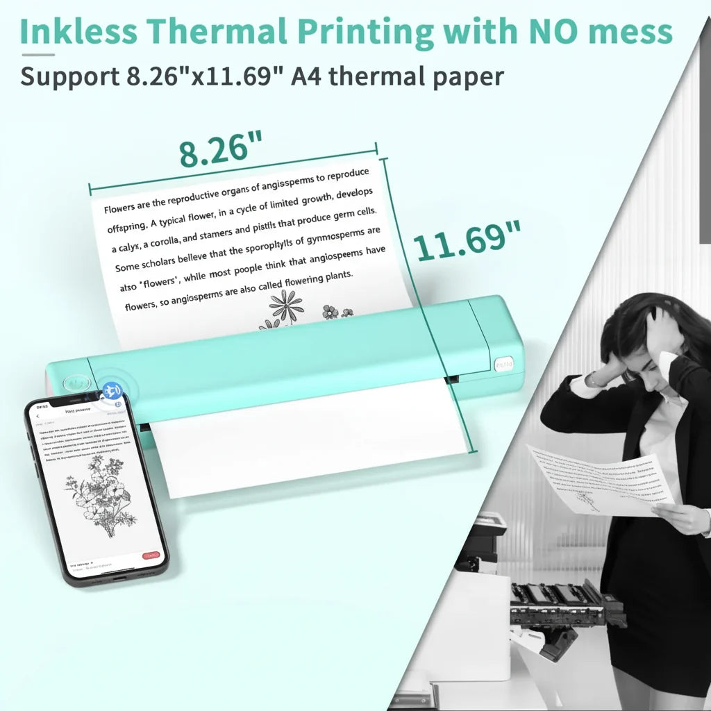 Portable Thermal Printer Wireless Bluetooth