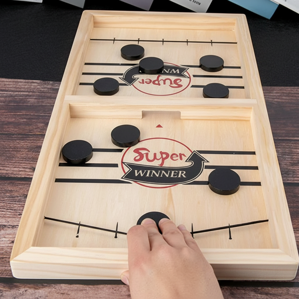 Board Game Wooden Fast Sling Puck Game