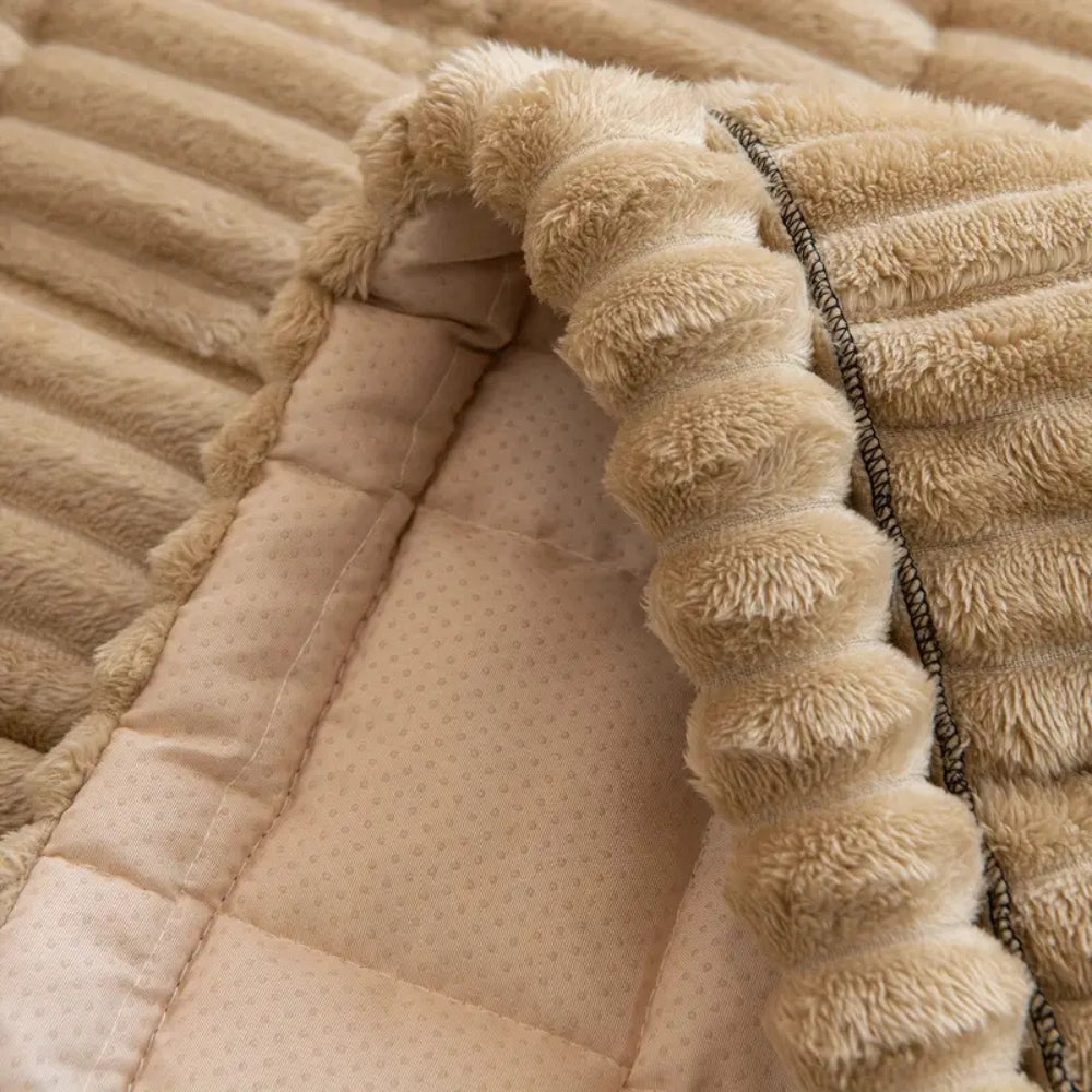 Plush Couch Cover Pleated Edges Sofa