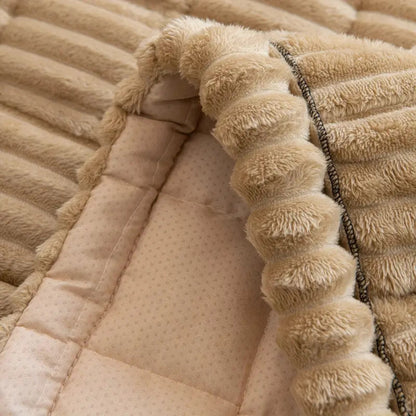 Plush Couch Cover Pleated Edges Sofa