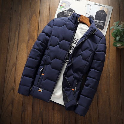 Mens Jacket Quilted Zipper Pocket Casual