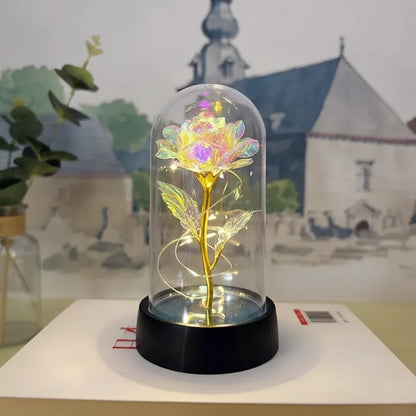 Table Lamp LED Rose Glass Dome Romantic